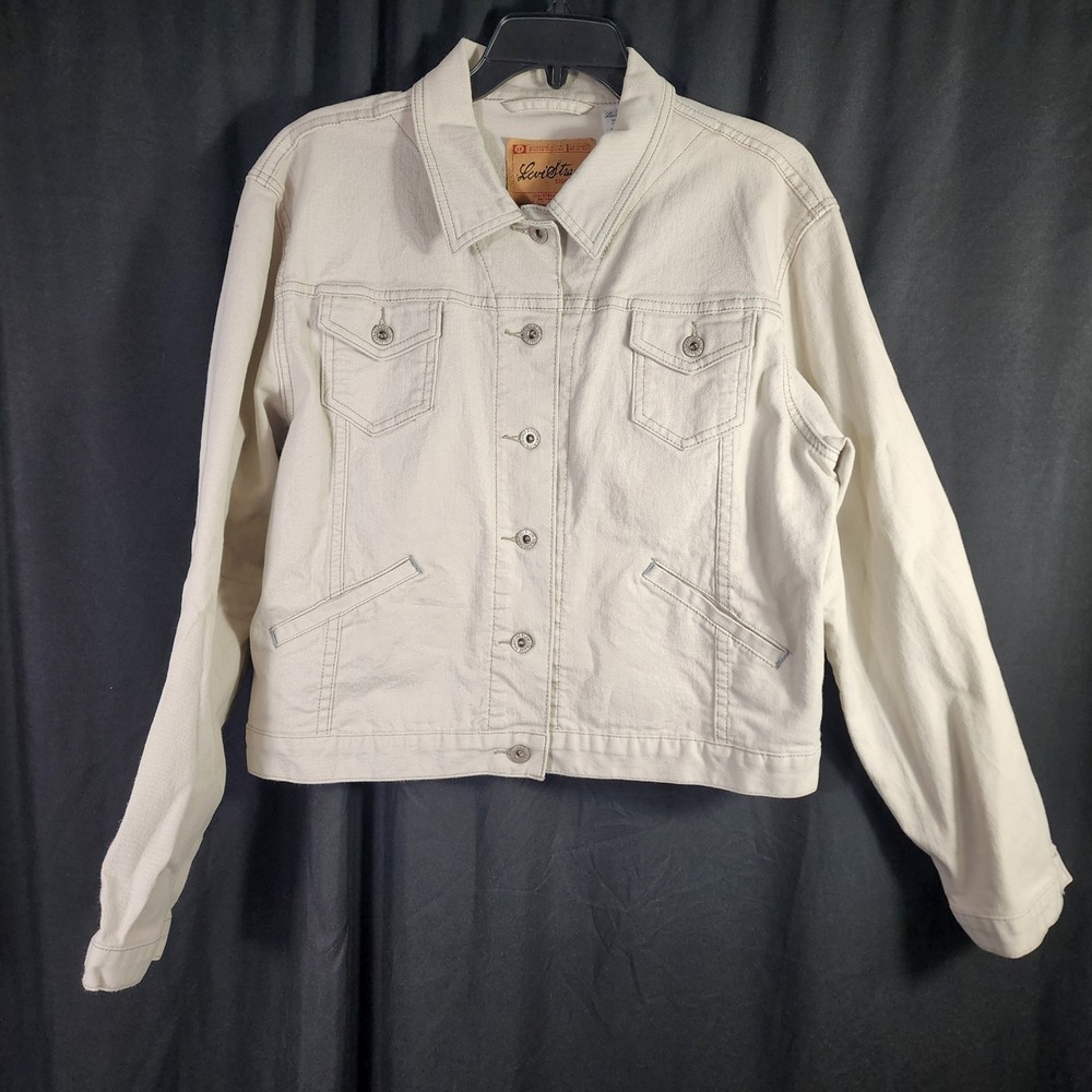 Levi Strauss Signature Kids Denim Jacket Khaki Beige Trucker Style Size XL 16 18